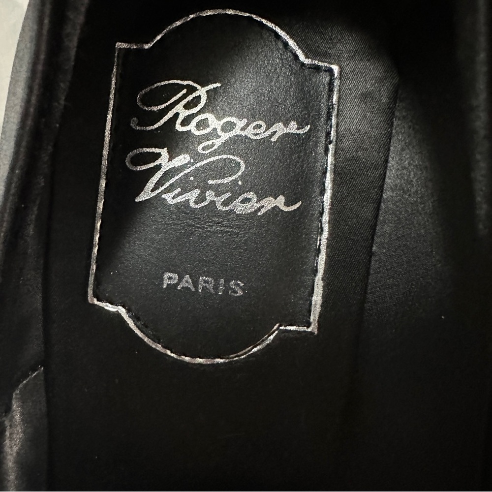 Roger Vivier Black Satin Heels with Silver Embellishment - Picture 10 of 11